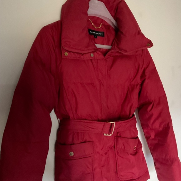 Ellen Tracy Red Down Puffer Jacket Size M - Picture 5 of 11